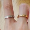 Stainless Steel Gold/ CopperColor Forever Love Zirconia Finger Ring for Women Size 5-10# Wedding Band Engagement Jewelry Gifts