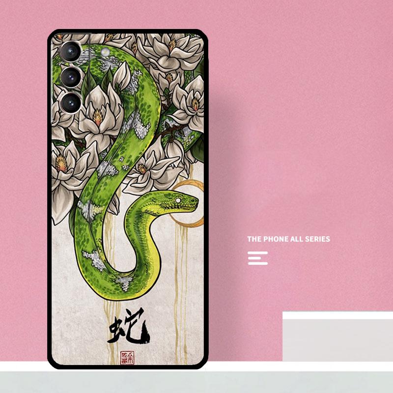 Umělecký obal na telefon s ilustrací hada Pro Samsung Galaxy S25 S26 Ultra S20 S21 S22 S23 S24 S10 Plus S25 FE Kryt Coque