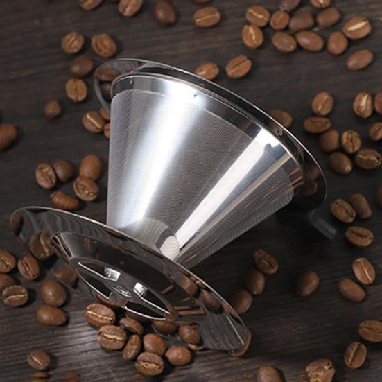 Stainless Steel Pour Over Coffee Filter Fine Mesh Double Layer Reusable Coffee Dripper Paperless Drip Cone Brewer
