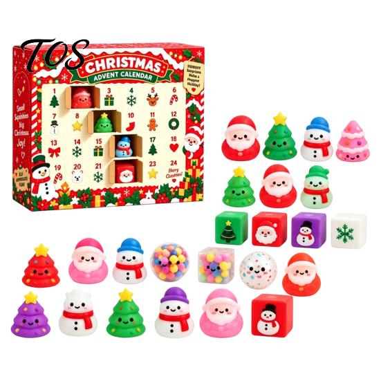 Holiday Surprise Countdown Christmas Squeeze Advent Calendar 2026, 24 Days Mini Slow Rising Fidget Desktop Decoration Toys Calendar, Sensory