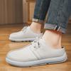 Platform Open Back Casual Shoes Half Shoes for Men Mules White Backless Loafers Slippers Closed-toe Slides Sandal Slip On Flats