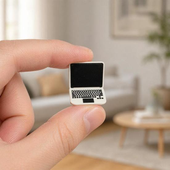 Model Mini Laptop pentru Casuța de Păpuși, Figurină Realistă de Notebook Miniatural, Accesorii de Decor pentru Biroul, Studiu, Sufrageria Casuței de Păpuși