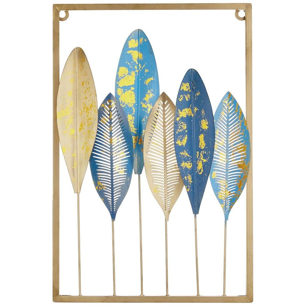 Metal Leaf Wall Hanging Decor | Nature-Inspired Leaf Design | Easy Installation (Set of 2 | Gold)