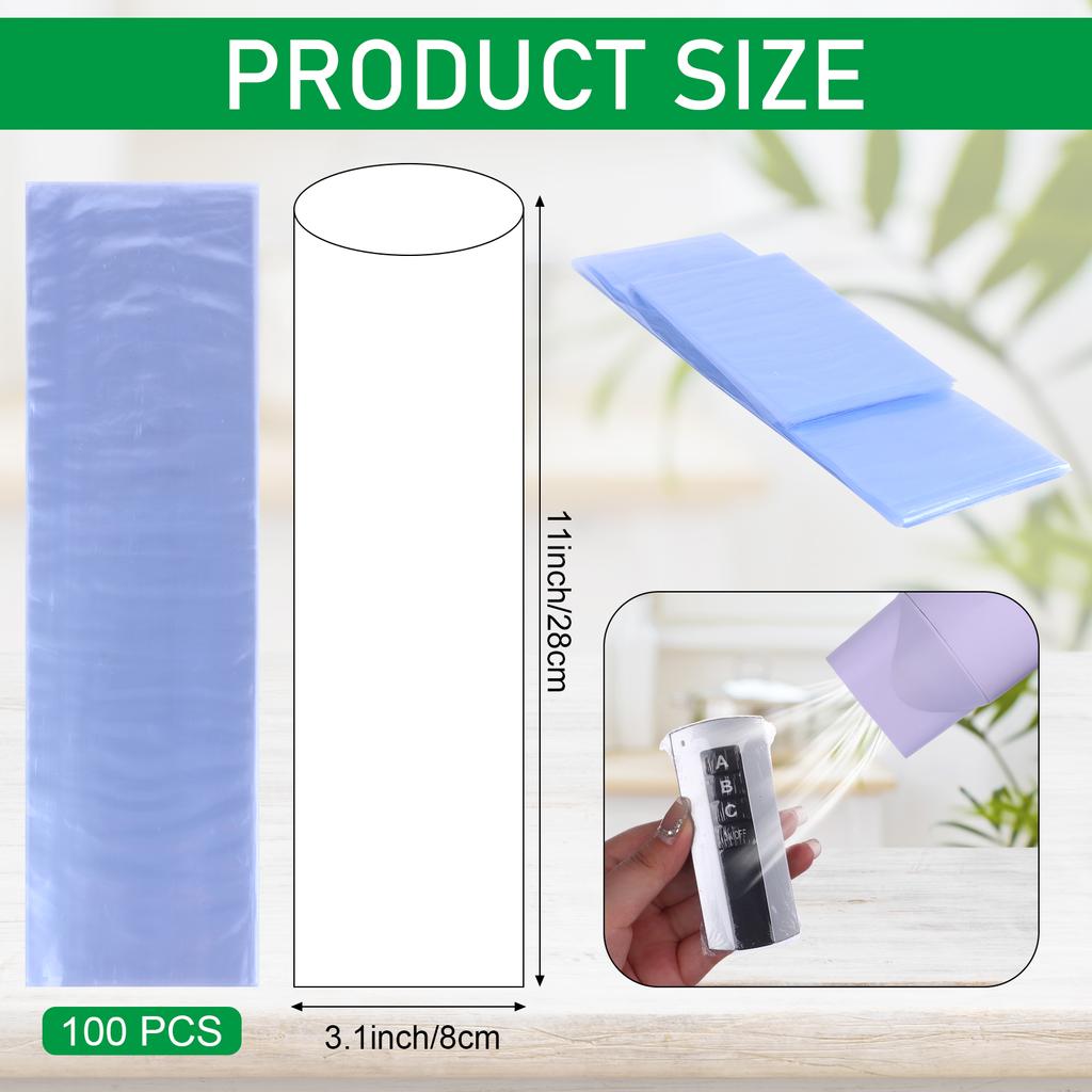 100Pcs Shrink Wrap Bags For Remote Control Pvc Heat Shrink Wrap Bags Transparent Heat-Resistant Ductile High Shrinkage Packaging