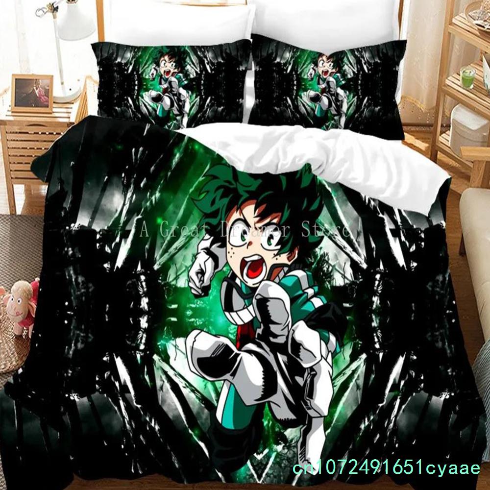 Japan Anime My Hero Academia Printed Bedding Set Cartoon Duvet Covers Pillowcases Comforter Bedding Set Bedclothes Bed Linen