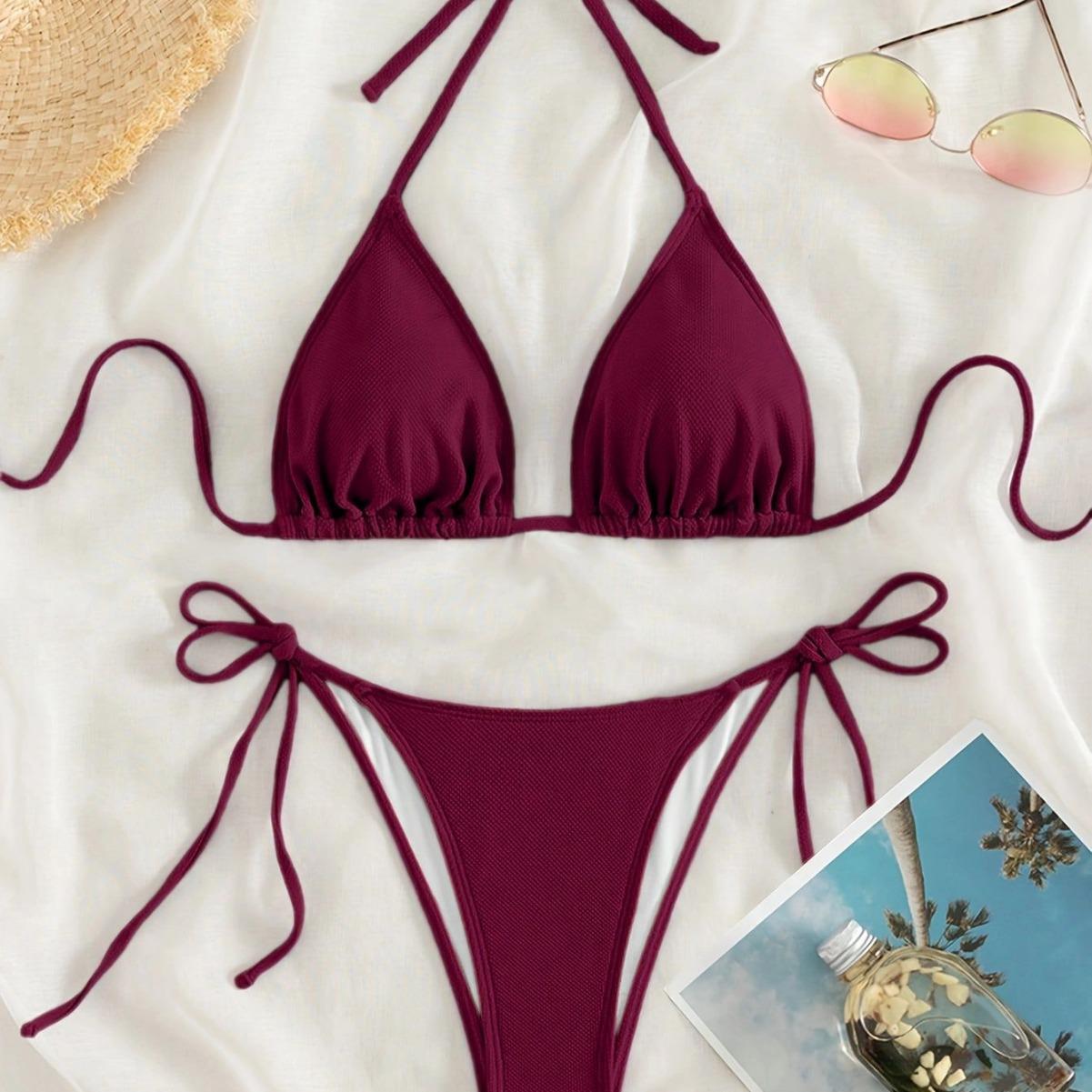 

New Women s Sexy Slender Tie-Up Backless Triangle Bikini XL