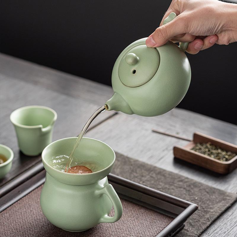 Ru kiln tea set, business side gift, customer souvenir gift box, a complete set of covered bowl teacups