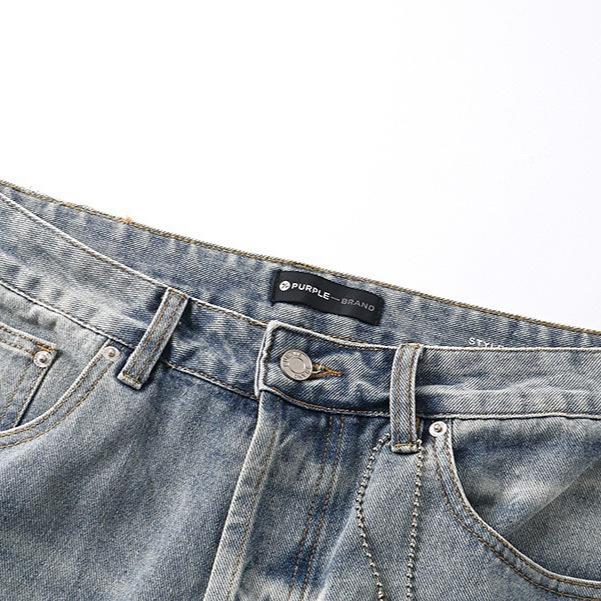 Meichao Jeans Washed Vintage Distressed Trendy Men And Women Ripped Trendy Ink Splash