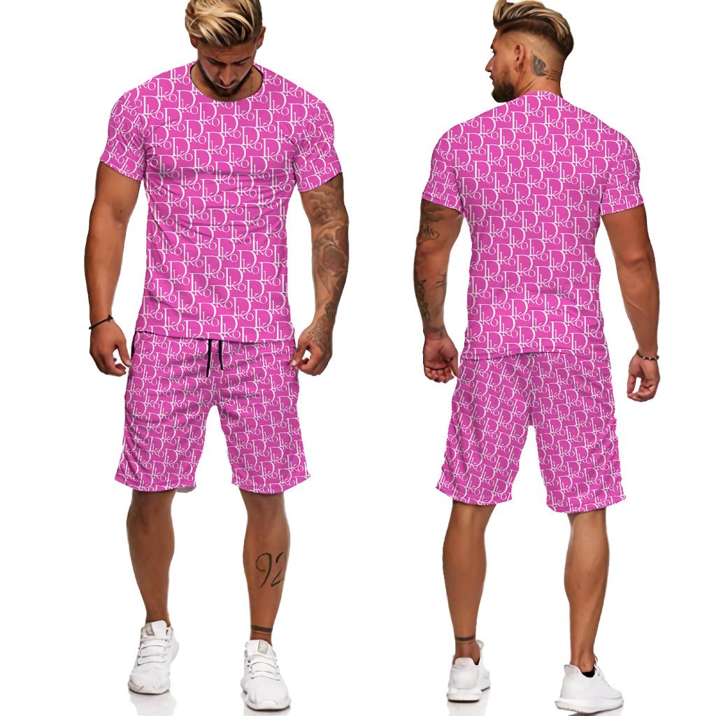 Nowe modne męskie zestawy letnie nadrukowane litery koszulki/garnitury Streetwear z krótkim rękawem stroje unisex Casual męska koszulka dres zestaw