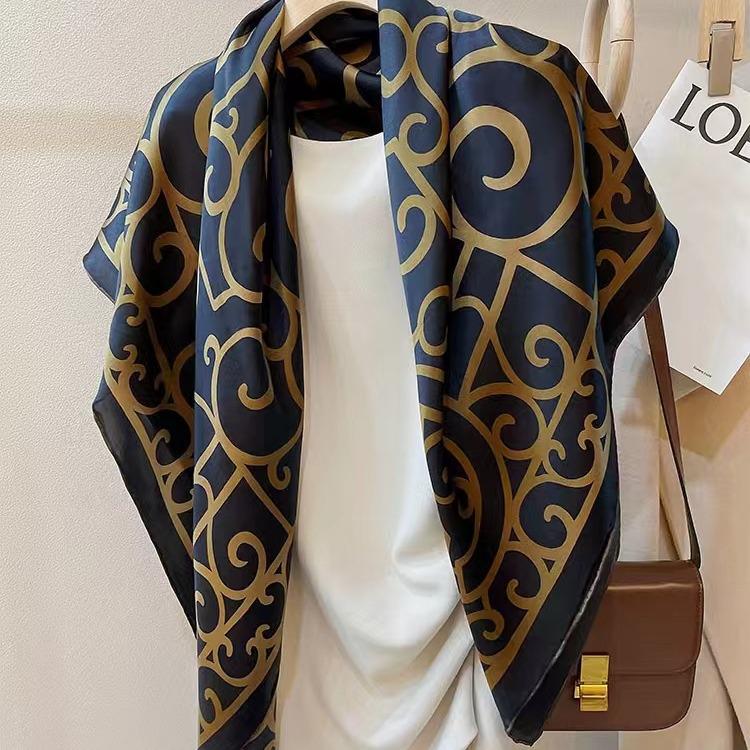 Imitation Silk 110x110 Scarf Shawl: Sun Protection Travel Gauze Headscarf