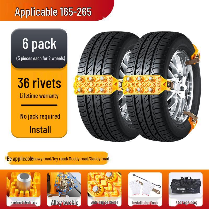 Universal Rubber Anti-Skid Tire Chains for Cars, SUVs, and Vans - Protects Tires In Winter Conditions