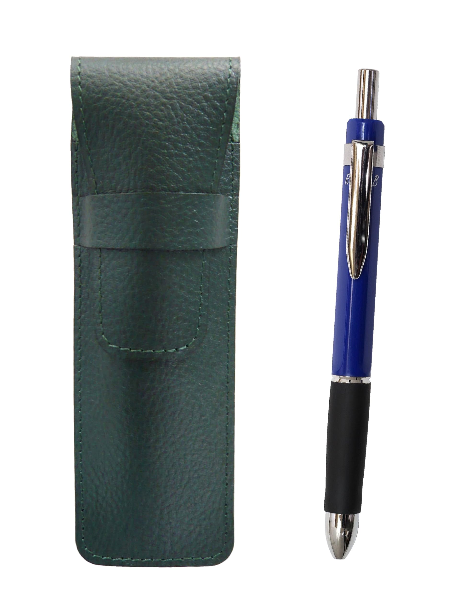 

2 Pack Grained Leather Pencil Case Moss Green Triangle 3 Mechanical Rubber Set Blue SASMG-TR3M-L-2