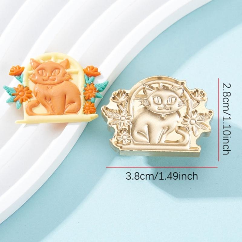 3D Katzen Siegelwachsstempel für Weihnachtsumschläge Karten Hochzeitsdekorationen Messing Tier Wachssiegelstempel Handwerk