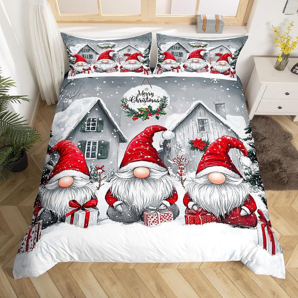 Christmas Duvet Cover Boys Girls Twin Queen Christmas Tree And Snowman Bedding Set Ultra Soft Winter Snowflake Comforter Cover