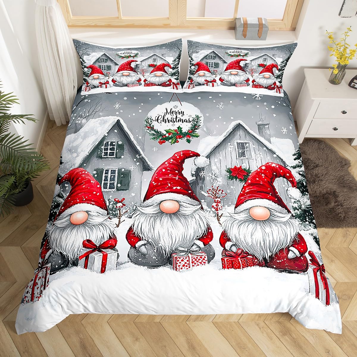 

Comforter Christmas Boys Girls Twin Queen Christmas Tree And Snowman Bedding Set Ultra Soft Winter Snowflake Comforter Comforter (quilt)-EU Single(135*200cm)3pcs