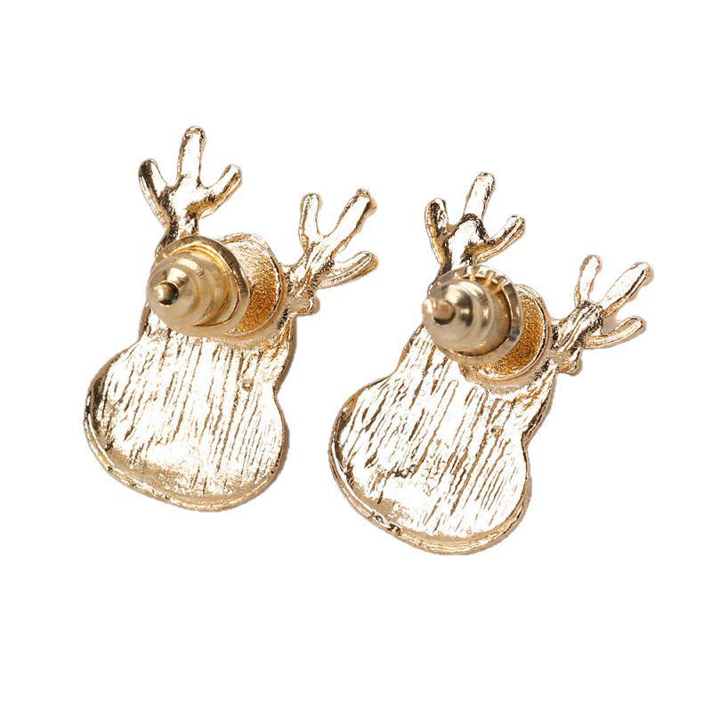 S925 Silber Weihnachtselch Hängeohrringe - Emaillelegierung Tierdesign