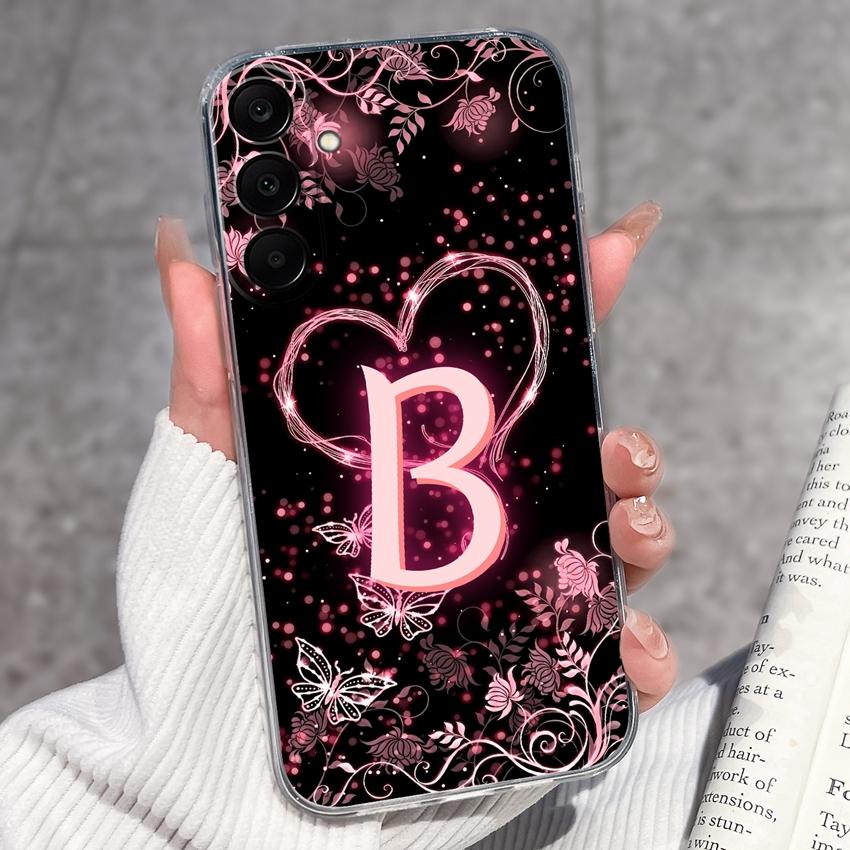 For Samsung A17 A16 A15 A14 A13 A12 M16 M14 M13 M12 M10 Pretty Butterfly Letter Clear TPU Phone Cover Lens Protection Anti Slip Shell For Samsung Case