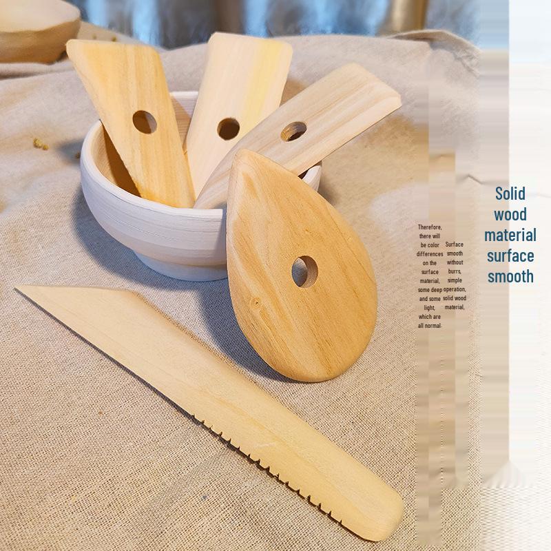 5-Piece Boxwood Scraper Set for Clay and Polymer Sculpture