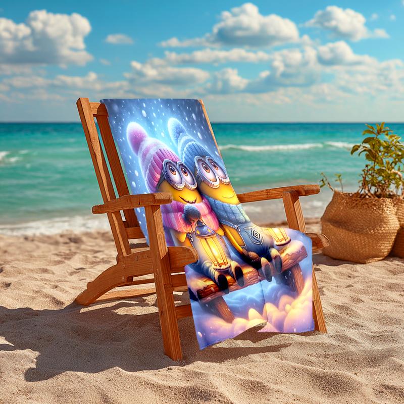 1Pc Winter Minions Friendship Beach Towel Quick Dry Multiuse For Beach Pool Gym Yoga Home Travel Christmas Halloween Xmas Gift S1256