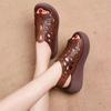 Comemore Women's Wedge Sandals Summer Shoes Platform Casual Hollow Peep Toe Female Ladies Shoes Brown Retro Sandales Femmes
