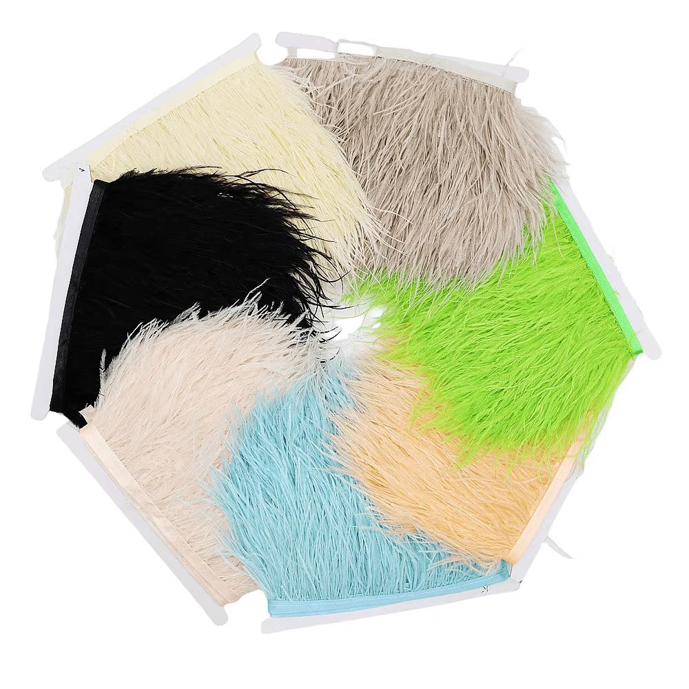 1Meter Real Pink Ostrich Feather Fringe 8-10CM Fluffy Feather Tassel Trim for Clothing Sewing DIY Dress Decoration Accessories
