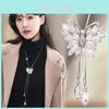 Stunning Crystal Zircon Butterfly Long Necklace Adjustable Fashionable Sweater Chain