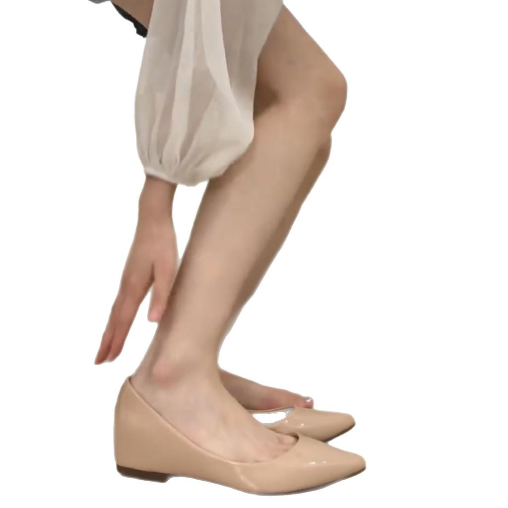 Super soft leather~ inner height increase French nude single shoes women's 2025 new pointed light mouth commuting versatile flat shoes