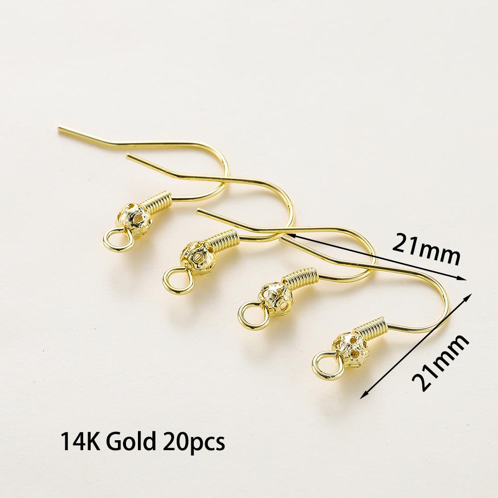 20 Stück/Los 6 Stile 14K 18K Vergoldete Ohrhaken mit Ohrbügel Ohrhaken Ohrringverschlüsse Zubehör für DIY Schmuckherstellung