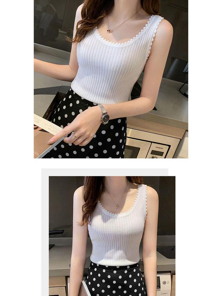 Ice Silk Knitted Women's Slim Fit Summer Camisole - Korean Style Sleeveless Top