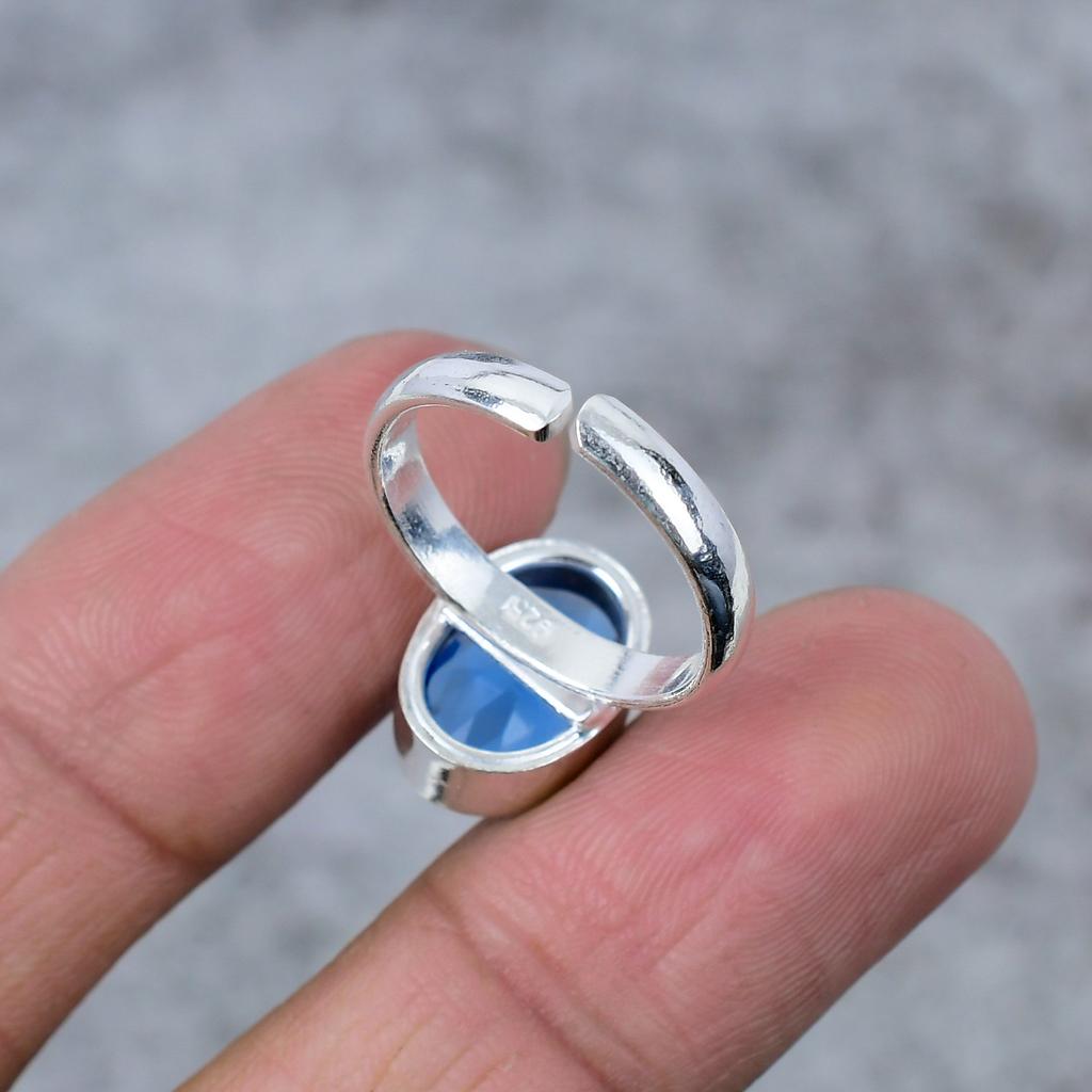 Tanzanite Quartz Gemstone Handmade 925 Sterling Silver Jewelry Ring Size 7 M-286