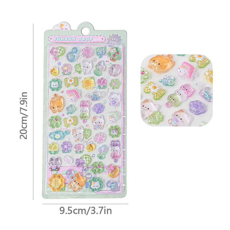 3D Cute Jelly Stickers Cartoon Animal Relief Sticker Scrapbook DIY 3D Stickers Car Refrigerator Phone Case Stickers