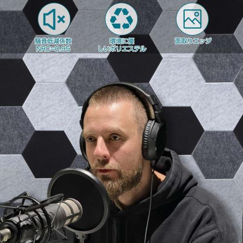 AGPTEK Sound-Absorbing Hexagonal Panels, 30x26x0.9cm, Pack of 12, Fully Adhesive, High-Density Soundproofing Panels, Self-Adhesive Soundproofing Panel