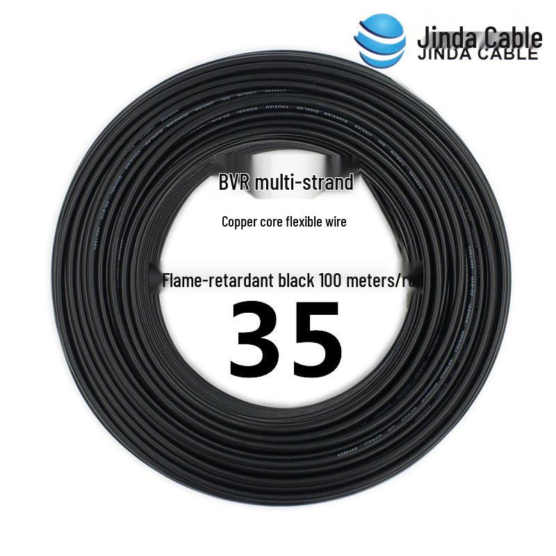 Jinda BVR Flame Retardant Single Core Multi-Strand Copper Wire 10/16/25mm² - Home & Industrial Use.