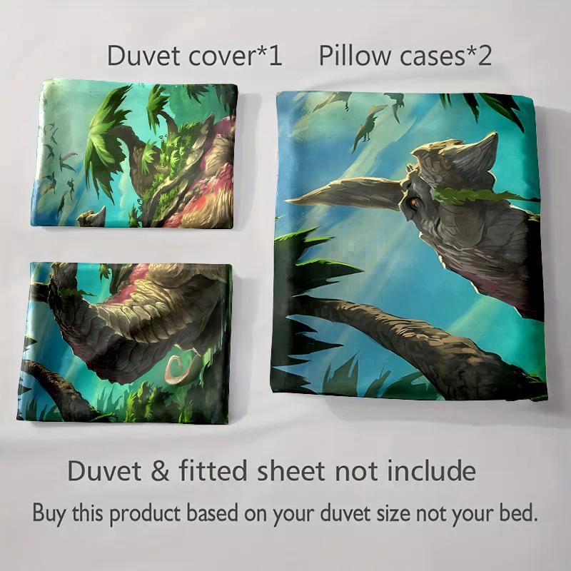 Dragon Forest Scene Bedding Duvet Cover Sets Duvet Covers Pillowcases Gifts (1 * Duvet Cover 2 * Pillowcases, Without Duvet Insert)