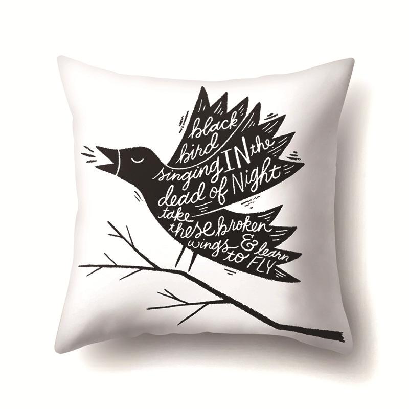 Nordic Style Ins Illustration Graffiti Polyester Pillowcase Car Decoration Home Printed Waist Rest Pillowcase