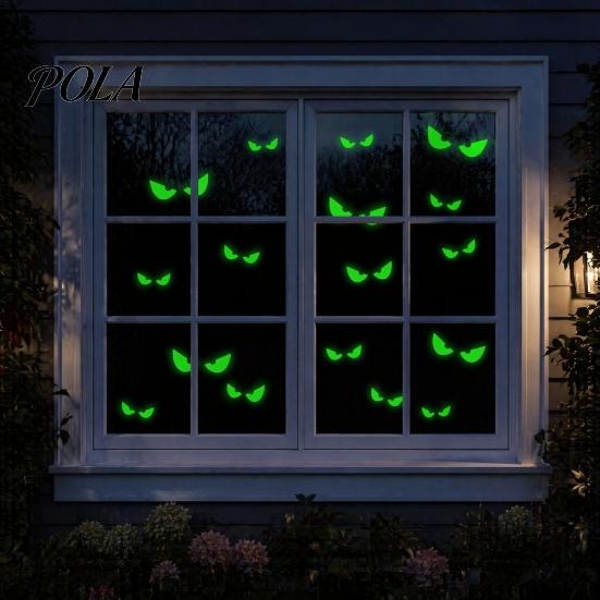 Glow In The Dark Stickers Halloween Demon Eye Wall Stickers, Scary Luminous Ghost Waterproof Fluorescent Decals Eyeball Decals, Self-Adhesive