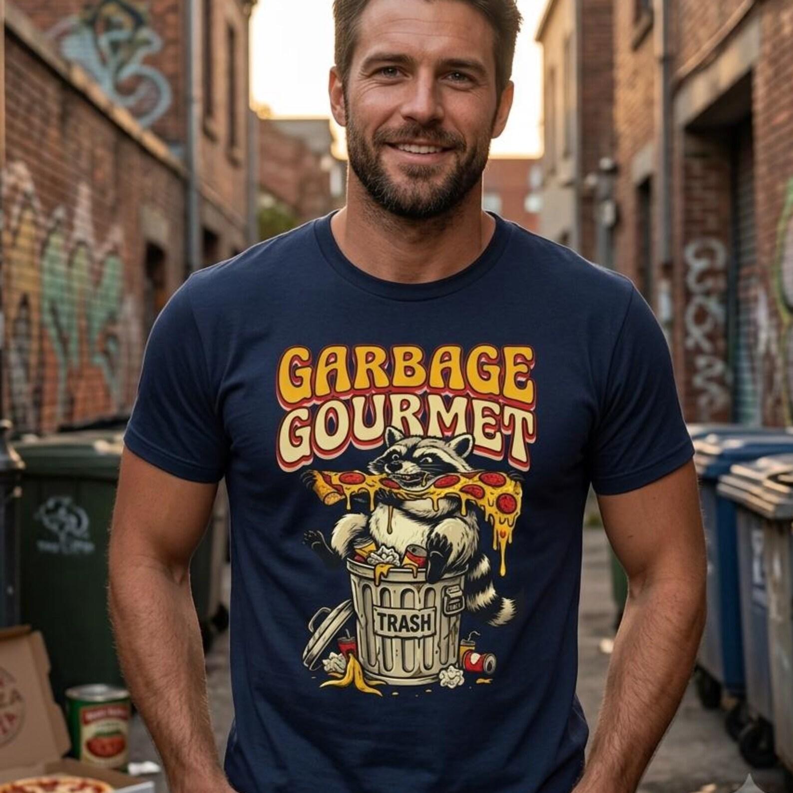 Garbage Gourmet Raccoon Pizza Tee Vintage Style Trash Panda Graphic Shirt 4XL