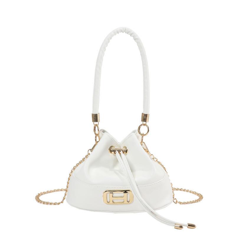 Stylish Small Capacity Bucket Bag Women s Spring Shoulder Bag With Chain Strap белый