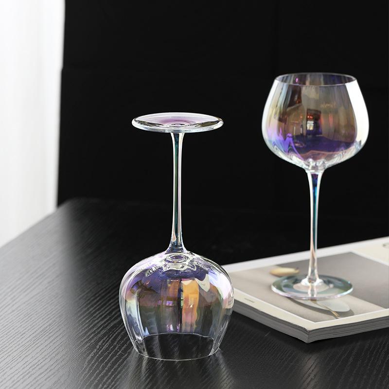 1/2PCS Light Luxury Creative Prism Colorful Red Wine Glass Household Goblet Electroplated Crystal Glass Wine Glass Wine Set