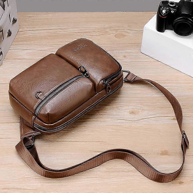 WEIXIER D401 Men Large Capacity Crossbody Single Shoulder Bag Casual PU Messenger Handbag