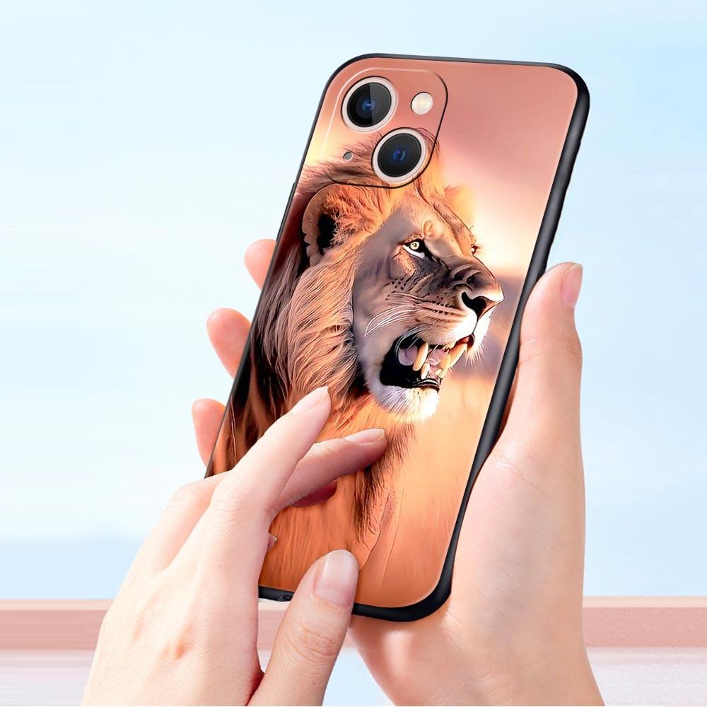 Lion Alpha Male Cub Phone Case For iPhone 17 16 15 Pro Max 11 12 13 14 7 8 Plus SE 2020 X XR XS Cover Soft Black