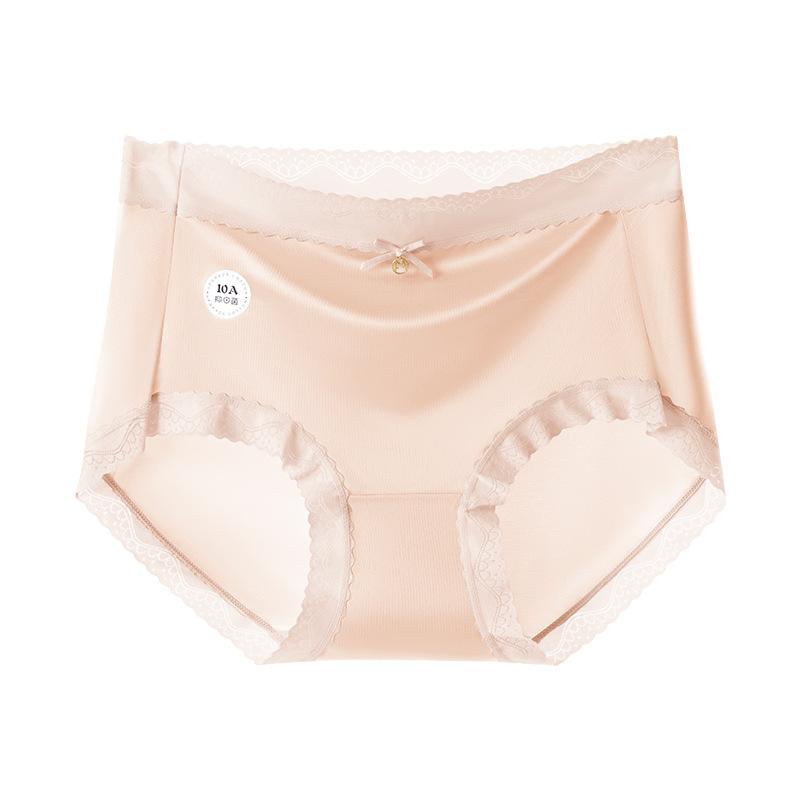 Plus Size Women Summer Luxury Satin Lace 10A Antibacterial Non Scratch Briefs