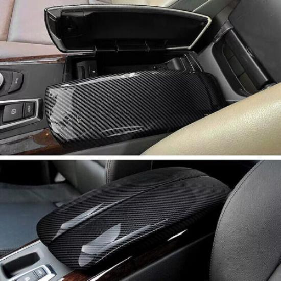 For BMW X5 X6 E71 E70 07-13 Carbon Fiber Color Car Center Armrest Box Trim Cover