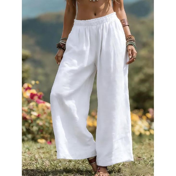 2026 Spring/Summer New Solid Color Loose Casual Wide-Leg Pants for Women, Breathable Long Pants S белый