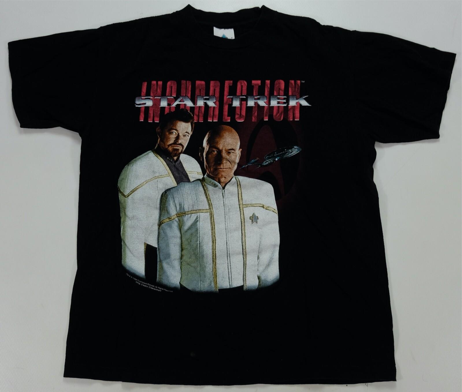 Rare Vintage TOUR CHAMP Star Trek Insurrection 1998 Picard Riker T Shirt 90s L XXXL
