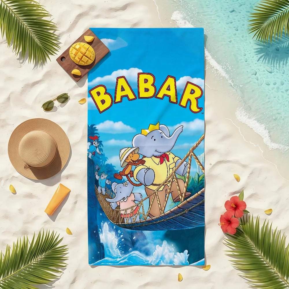 Cartoon Babar The Elephant Towel Soft Pool Gift For Travel Gym Shower Camping Quick Dry Sports Beach Towels