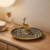 Golden Blue Color Serving Tray Metal Material Snack Serving Plate  Buffet Bar Table Decor