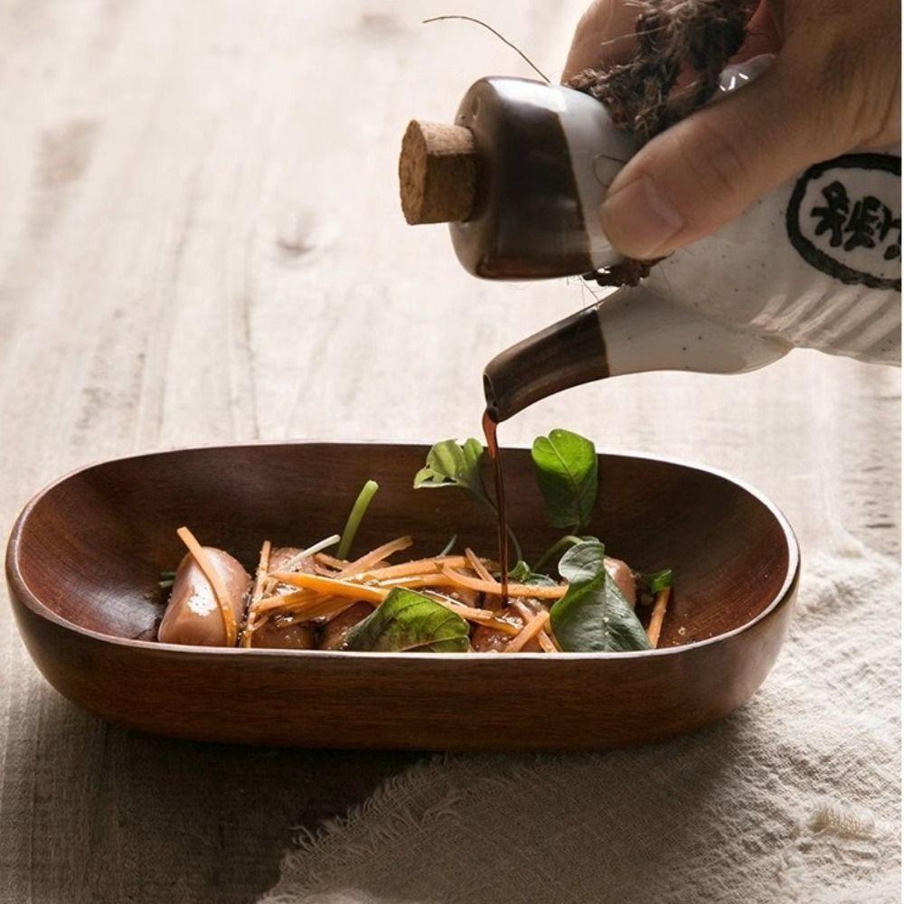 Wooden Salad Bowl Boat Shaped Sushi Snack Plate Multipurpose Dried Fruits Serving Tray  Vegetables