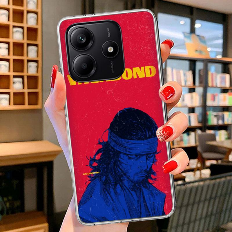 Anime Vagabond Samurai Phone Case For Xiaomi Redmi Note 15 14 13 12 11 10 Pro Plus 14S 12S 11S 11T 11E 10S Soft Fundas Shell Red