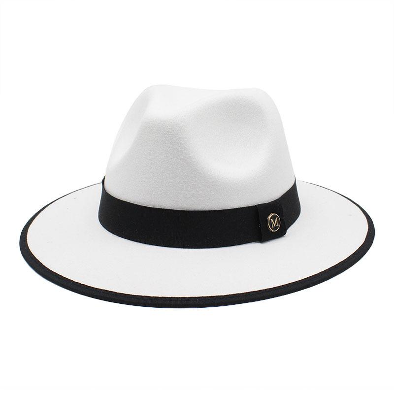 2022 New British Style Felt Jazz Fedora Hats Men Women Wide Brim Gentleman Formal Panama Cap Party Trilby Dress Hat